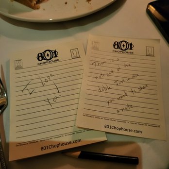 801 Chophouse - There was a little notepad on the table. - Steakhouses Near Me - Minneapolis, Minnesota 801 Chophouse - There was a little notepad on the table. - Steakhouses Near Me - Minneapolis, Minnesota