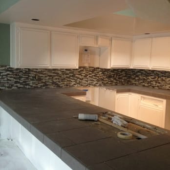12x24 Porcelain Countertops W Glass Mosaic Backsplash Yelp