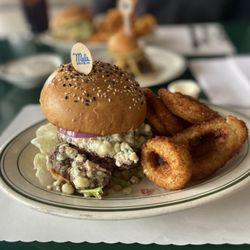 Mel's Drive-In - I got a blue cheese burger (they loaded it on!) w onion rings. Darn tasty!