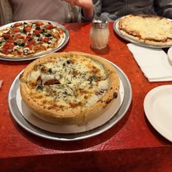 Tobin's Pizza - Small Micheleo's: pan w/pepperoni and black olives thin crust Garden Deluxe thin crust cheese