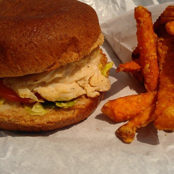 Mytiburger - Grilled Chicken on Wheat & Sweet Potato Fries - Burgers Near Me - Houston, Texas