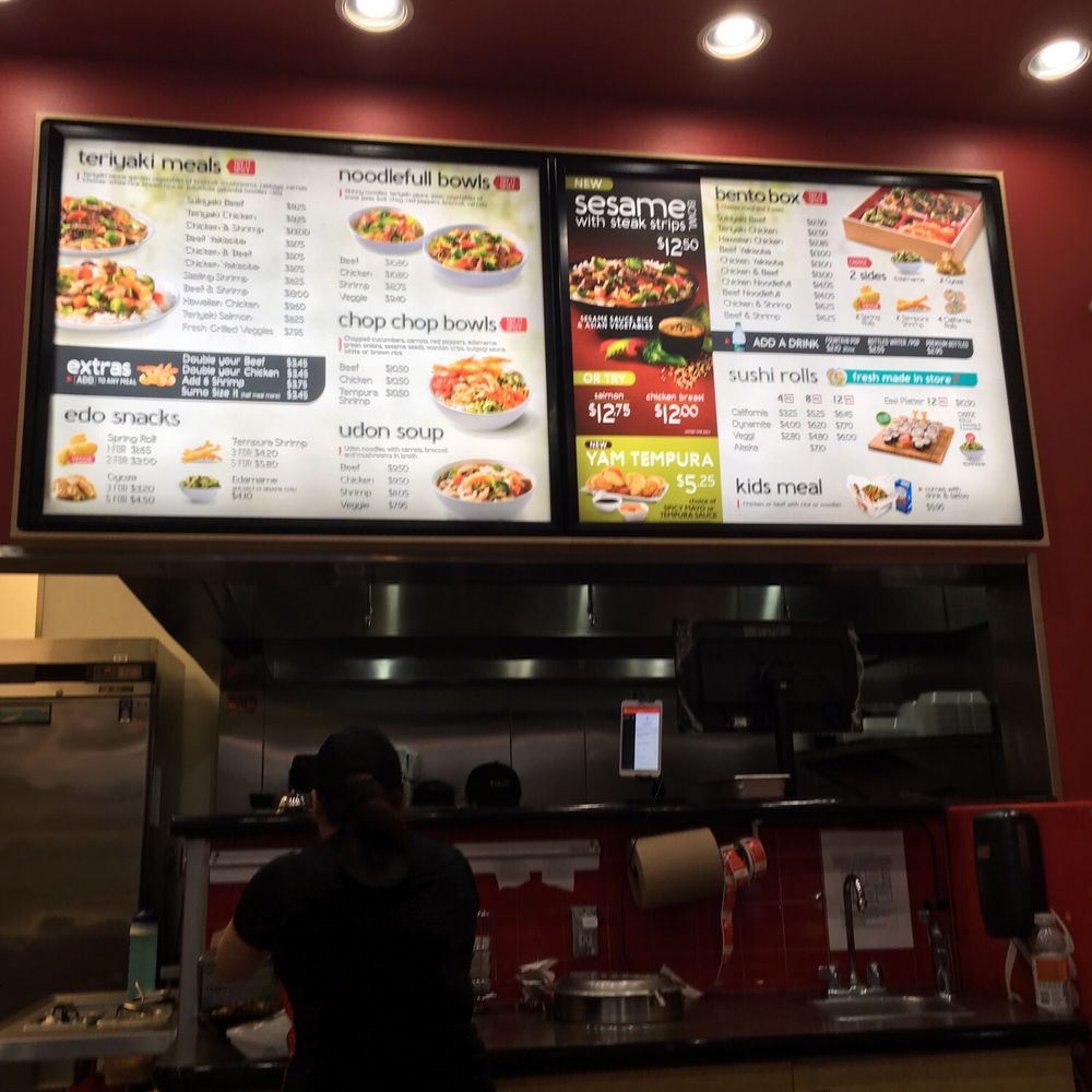 Edo Japan - the menu of a fast food restaurant - Japanese Near Me - Calgary, Alberta