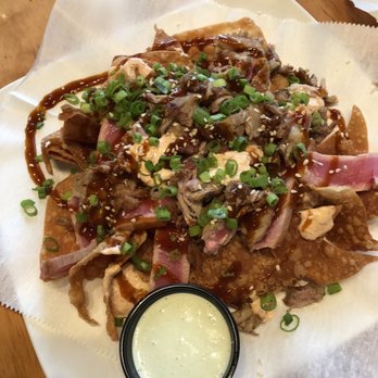 Gates Ausable Lodge - Restaurant - Pulled pork, fresh tuna, and the wasabi Mayo appetizer - American Near Me - Grayling, Michigan Gates Ausable Lodge - Restaurant - Pulled pork, fresh tuna, and the wasabi Mayo appetizer - American Near Me - Grayling, Michigan