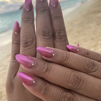 Gennie's Nail - Acrylic with chrome and gems - Nail Salons Near Me - Fremont, California