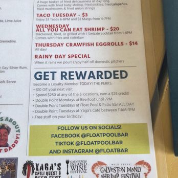 Float Pool & Patio Bar - Menu - Bars Near Me - Galveston, Texas