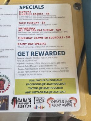 Menu photo 7 Float Pool & Patio Bar Galveston, TX