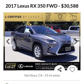Keyes Lexus - Wrong information about the price of the vehicle. The picture of this car is not the real picture. - Car Dealers Near Me - Van Nuys, California Keyes Lexus - Wrong information about the price of the vehicle. The picture of this car is not the real picture. - Car Dealers Near Me - Van Nuys, California