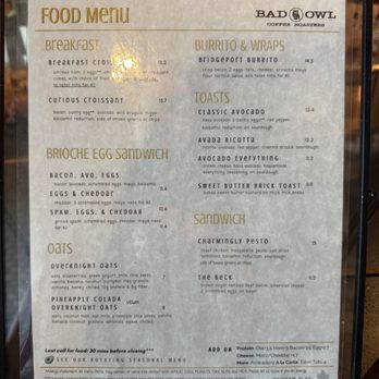 Bad Owl Coffee - Food Menu - Coffee & Tea Near Me - Henderson, Nevada Bad Owl Coffee - Food Menu - Coffee & Tea Near Me - Henderson, Nevada
