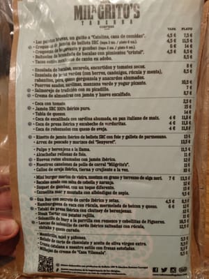 Menu photo 6 Mil Grito's Barcelona, B