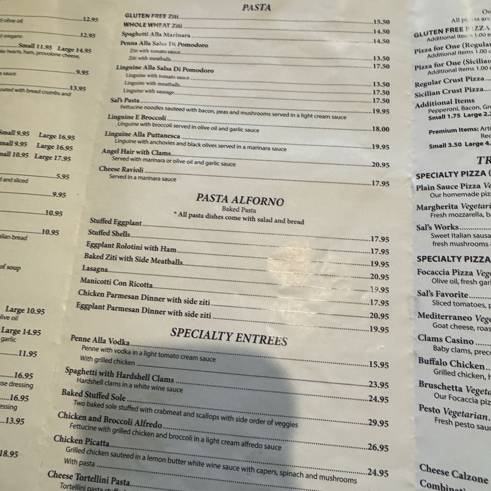 Sal's Pizza & Pasta - Menu - Pizza Near Me - Old Saybrook, Connecticut