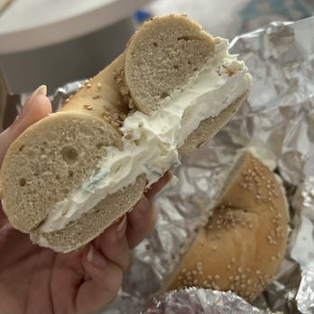Duby's Bagels & Bakery - Sesame Bagel with a Schmear - Bagels Near Me - Old Saybrook, Connecticut