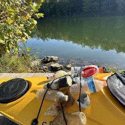 Kayak with trash from lake Sunday