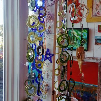 KDH Cooperative Gallery and Studios - Rain chains in recycled glass by Rosanna Gusler - Art Galleries Near Me - Kill Devil Hills, North Carolina
