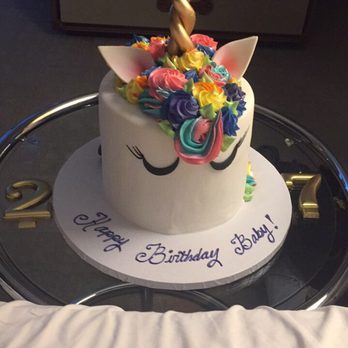 Freed's Bakery - Unicorn cake! I bought the 27 candles from Party city before hand but everything on the cake was edible even the gold horn! - Bakeries Near Me - Las Vegas, Nevada