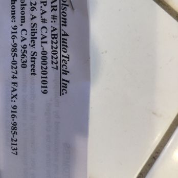 Folsom Autotech - Invoice - Auto Repair Near Me - Folsom, California