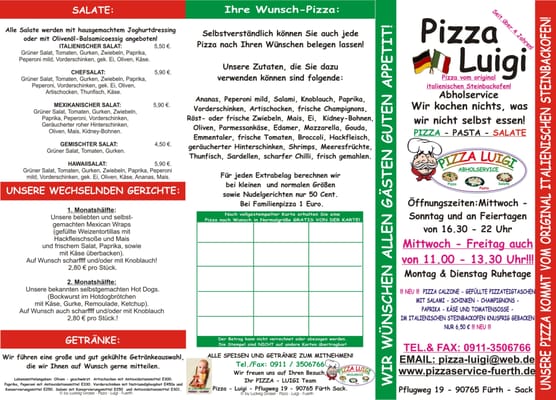 Menu photo 1 Pizza - Luigi - Abholservice Fürth, BY