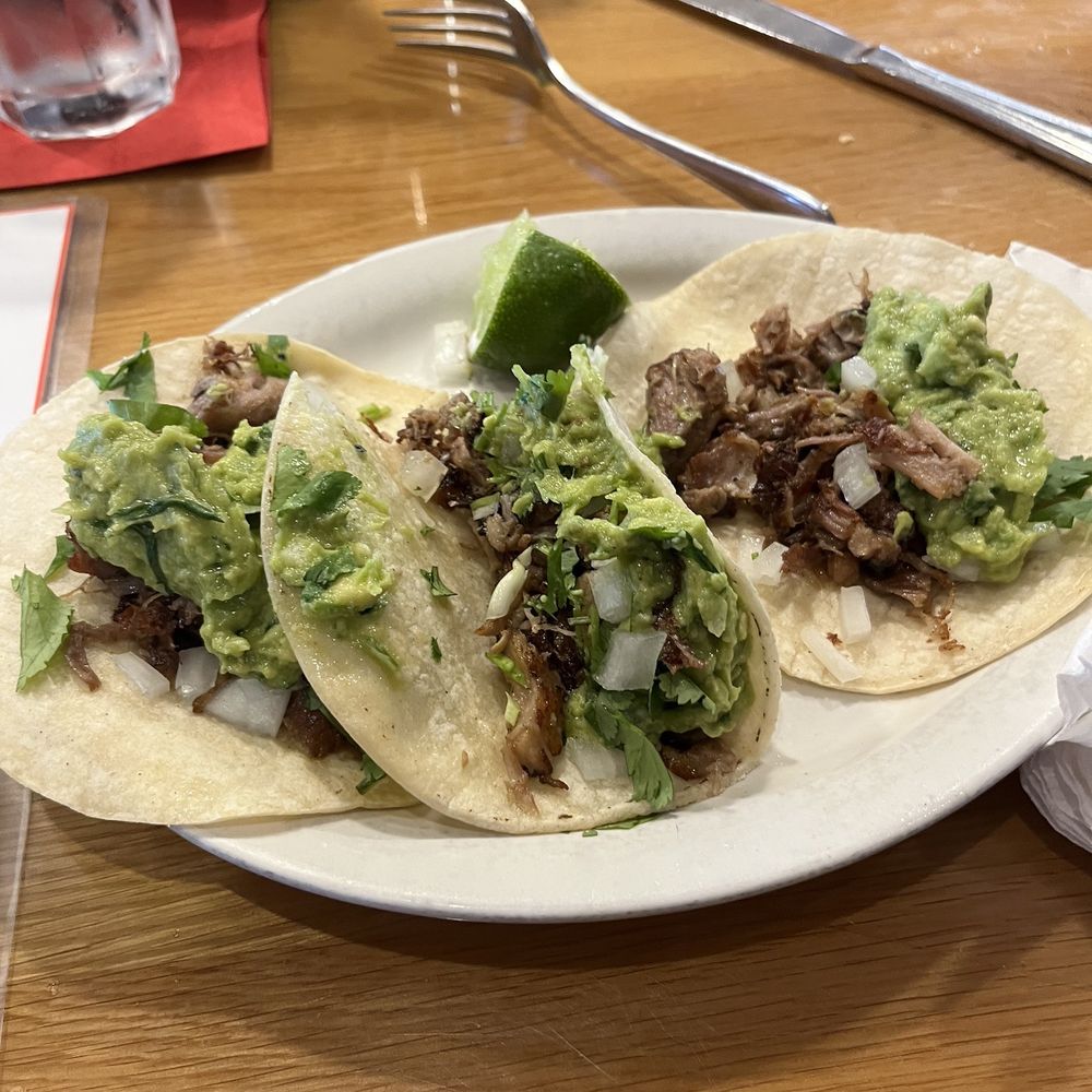 Xolo Tacos - 3 Carnitas Tacos (i added the Guacamole) - Mexican Near Me - Bryn Mawr, Pennsylvania Xolo Tacos - 3 Carnitas Tacos (i added the Guacamole) - Mexican Near Me - Bryn Mawr, Pennsylvania