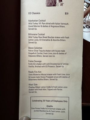 Menu photo 1 Employees Only New York, NY