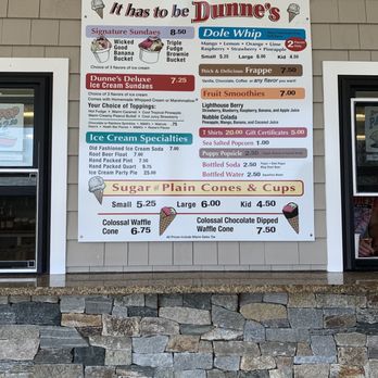 Dunne's Ice Cream - a menu on a building - Ice Cream & Frozen Yogurt Near Me - York, Maine Dunne's Ice Cream - a menu on a building - Ice Cream & Frozen Yogurt Near Me - York, Maine