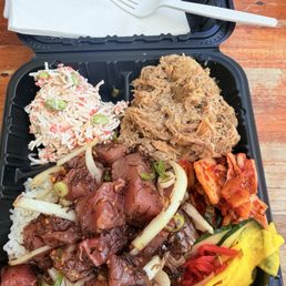Kalua pig and poke plate Kalua pig and poke plate