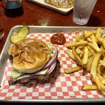 The Row - Smash burger with fries (I couldn't resist a bite before I took the photo!). - Southern Near Me - Nashville, Tennessee The Row - Smash burger with fries (I couldn't resist a bite before I took the photo!). - Southern Near Me - Nashville, Tennessee