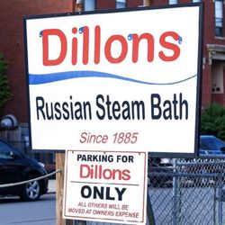 Dillon's Russian Steam Bath - Sign of business from parking lot