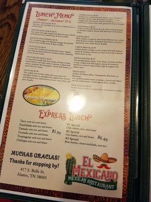 Menu photo 1 El Mexicano Alamo, TN