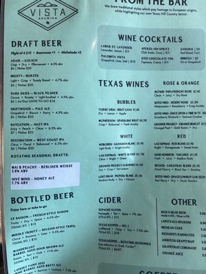 Menu photo 1 Vista Brewing San Antonio, TX Menu photo 1 Vista Brewing San Antonio, TX