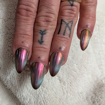 Hillcrest Nail Spa - I'm so in love with my nails! They do such a great job at Hillcrest  dark cat eye with chrome powder, matte and 3d stripes. - Nail Salons Near Me - Daly City, California
