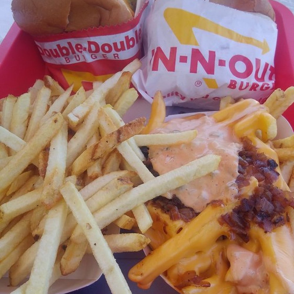 In-N-Out Burger - Cheeseburger, burger, fries, animal fries - Burgers Near Me - Rancho Cucamonga, California