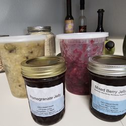 Our Sauerkraut and jellies from Heritage Square Farmers Market.
