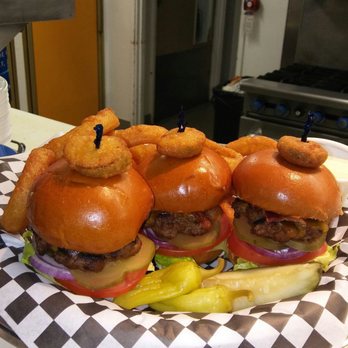 NK Grill - a basket of hamburgers with onion rings - American Near Me - Bakersfield, California