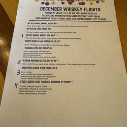 Whiskey flight menu
