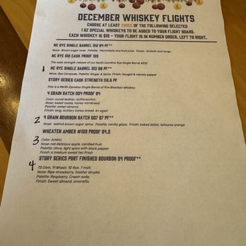 Oaklore Distilling - Whiskey flight menu - Distilleries Near Me - Matthews, North Carolina