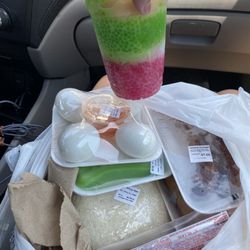 Lee's Merced Community Food Market - All the hot foods and drinks I bought!