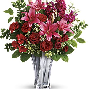 Alberta's Flowers - Gorgeous bouquet of red roses and pink lilies. - Florists Near Me - Petersburg, Virginia Alberta's Flowers - Gorgeous bouquet of red roses and pink lilies. - Florists Near Me - Petersburg, Virginia