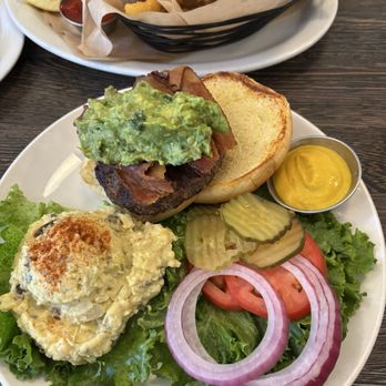 Rosine's Restaurant - The guacamole and bacon burger and a side of potato salad. - American Near Me - Monterey, California