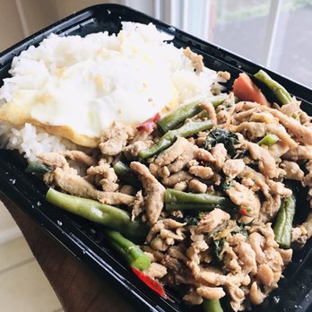 Thai Thai - Kra Praow dish (chicken, vegetables, rice, and an egg on top) -- Monday, 3 August 2020 - Thai Near Me - Lakewood, Ohio Thai Thai - Kra Praow dish (chicken, vegetables, rice, and an egg on top) -- Monday, 3 August 2020 - Thai Near Me - Lakewood, Ohio