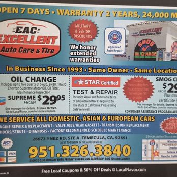 Excellent Auto Care & Tire - This is their add - Auto Repair Near Me - Temecula, California Excellent Auto Care & Tire - This is their add - Auto Repair Near Me - Temecula, California