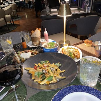 Crown Block - Wine, pasta, mushrooms, bread, harissa carrots - Sushi Bars Near Me - Dallas, Texas