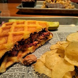 Pulled Pork on Cornbread Waffle