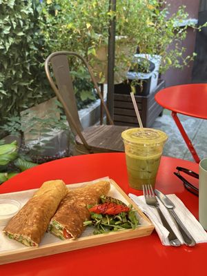 Black Milk Coffee and Crepe by null