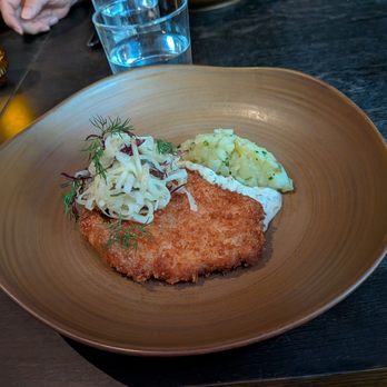 Trestle - Crispy pork schnitzel - New American Near Me - San Francisco, California Trestle - Crispy pork schnitzel - New American Near Me - San Francisco, California