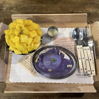 Our Place Dessert Cafe - Mango Bingsu, ube ice cream croffle - IG @bougiefoodieboi - Cafes Near Me - Edmonds, Washington