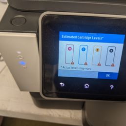 error message from HP which does not recognize the new cartridges because they are not genuine. This happened after the HP firmware update.
