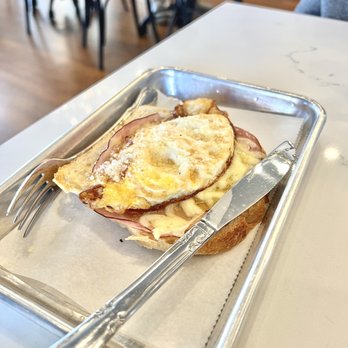 Agora Bakery and Cafe - Croque Madame- not much to look at. - Cafes Near Me - Pinehurst, North Carolina