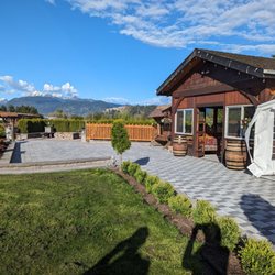 Mountain View Farm - In front of cabin and tents