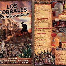 Los Corrales Authentic Mexican Restaurant - Beginning of Menu