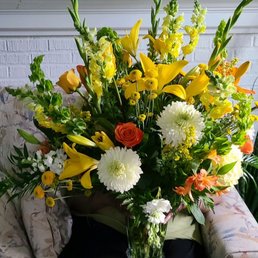 Mama with the bouquet.