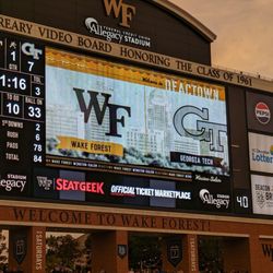 Allegacy Federal Credit Union Stadium - Video board. Wake Forest vs Georgia Tech football. September 23, 2023.